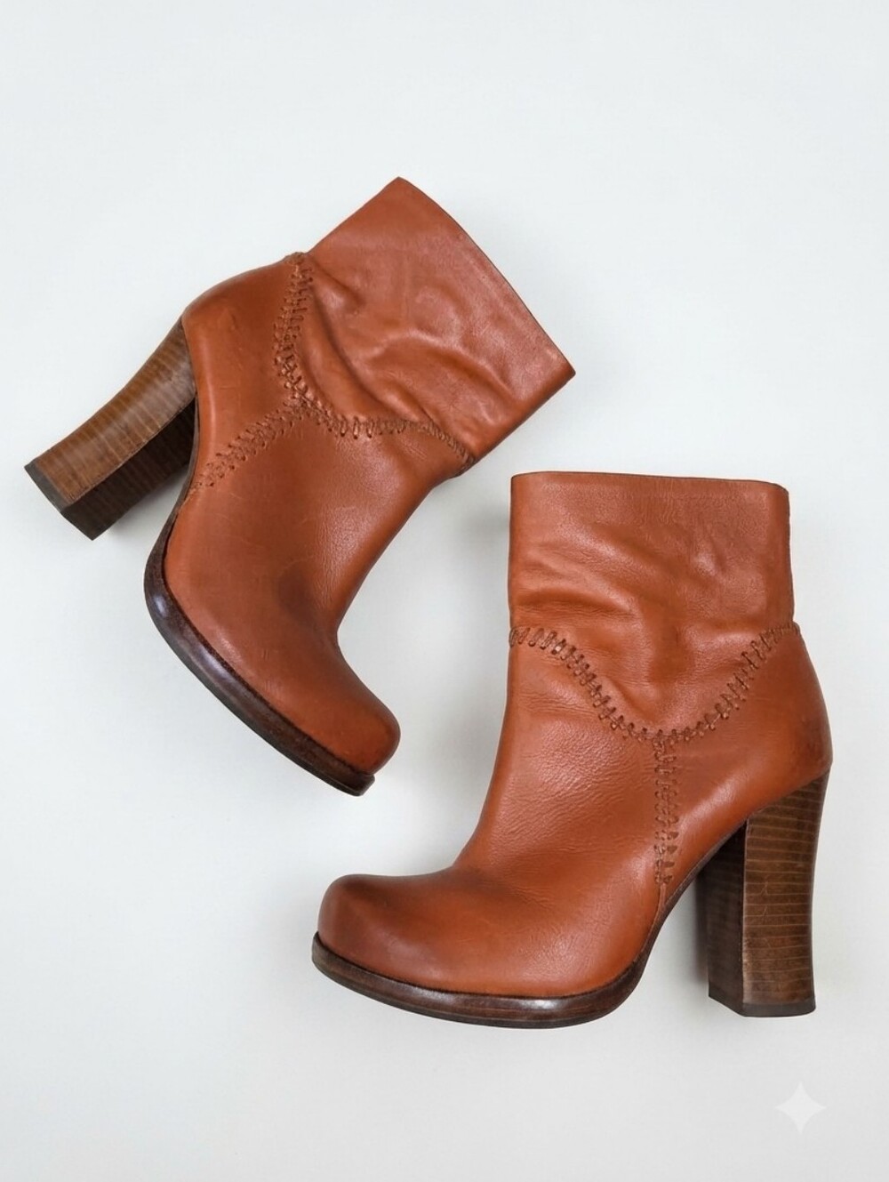 Kork-Ease Vallery Brown Leather Heeled Boots - Size 6.5 Boho Retro Western